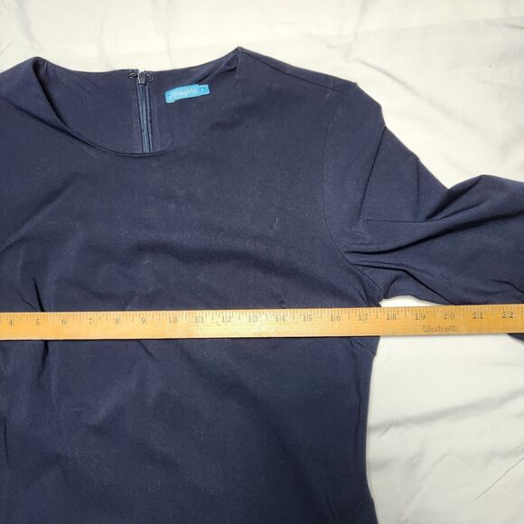 J McLaughlin Womens 6 Elle 3/4 Bell Sleeve Scalloped Hem Dress Navy - Picture 6 of 9